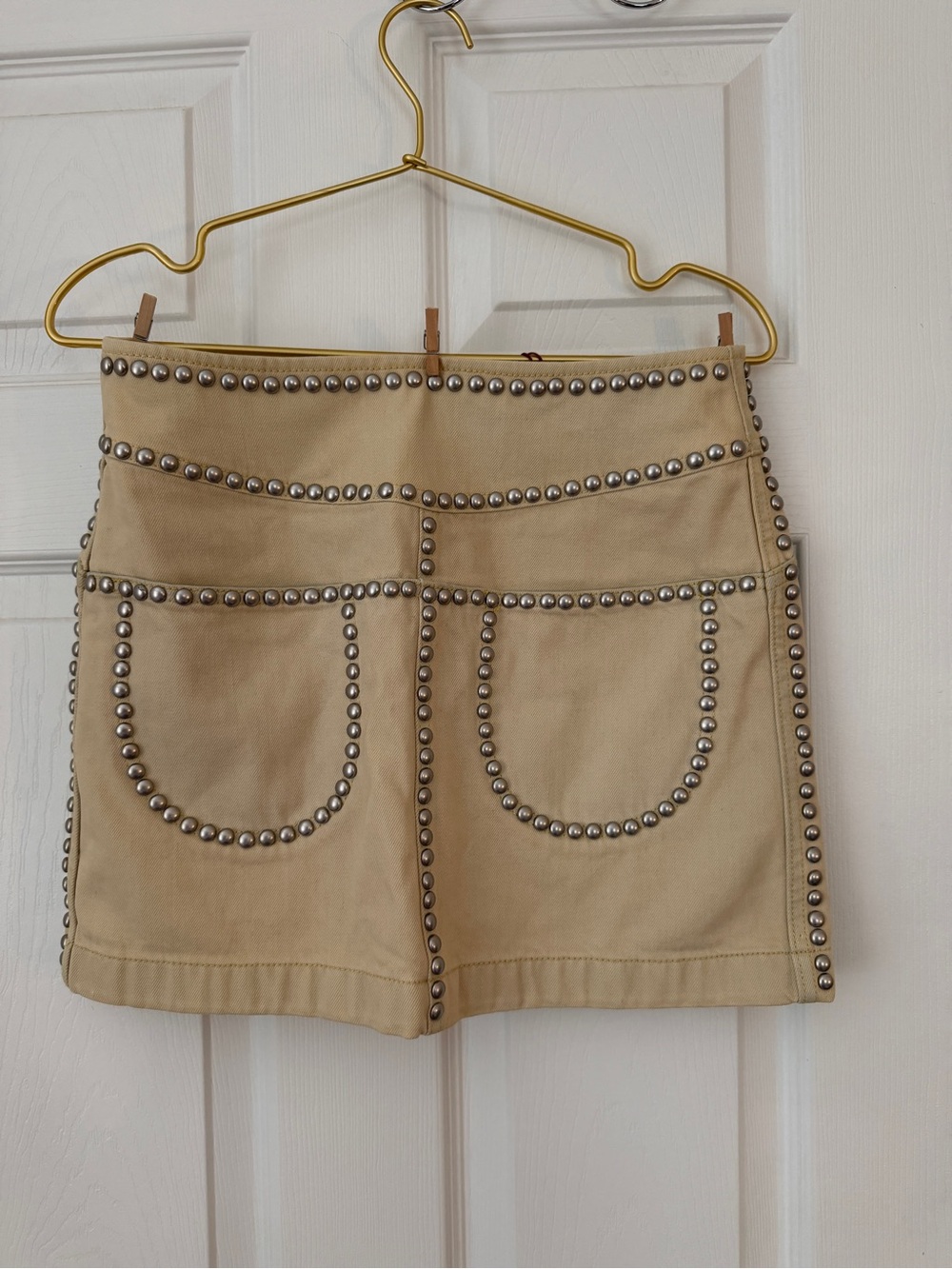 Coach Beige Mini Skirt with Stud Trim - Picture 1 of 6